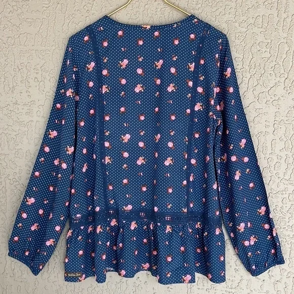 Matilda Jane Dream A Little Dream Floral Polka Dot Long Sleeve Top Size L - Picture 5 of 11